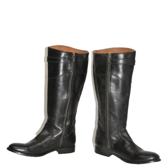 $400 Frye Molly Knee High Black Leather Riding EXTENDED CALF Boots 8.5 (MG29) - Picture 5 of 8